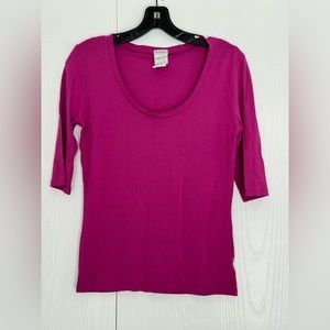 Intimissimi brand magenta color super soft 3/4 sleeves round neck shirt
